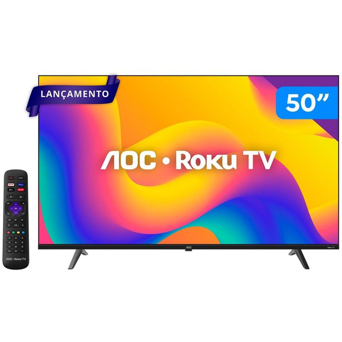 Smart TV 50" AOC 4K DLED 50U7045/78G Roku TV Quad Core 3 HDMI