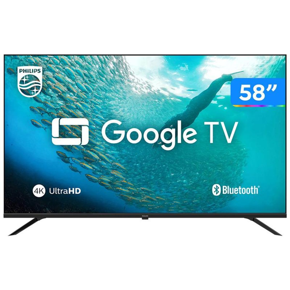 Smart TV 58" 4K UHD LED Philips 58PUG7019/78 Wi-Fi Bluetooth Google Assistente 3 HDMI 2 USB