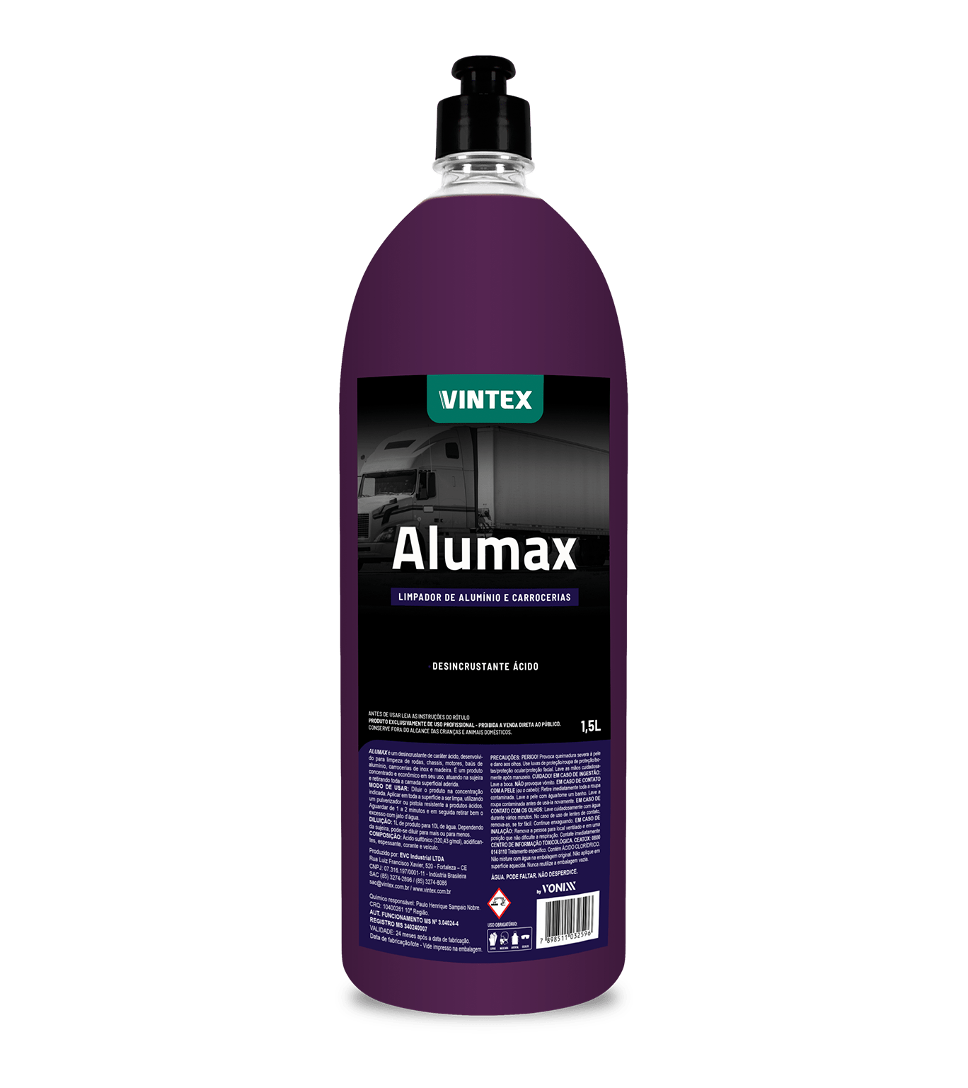 Limpa Aluminio Carrocerias Vintex Alumax 1,5l